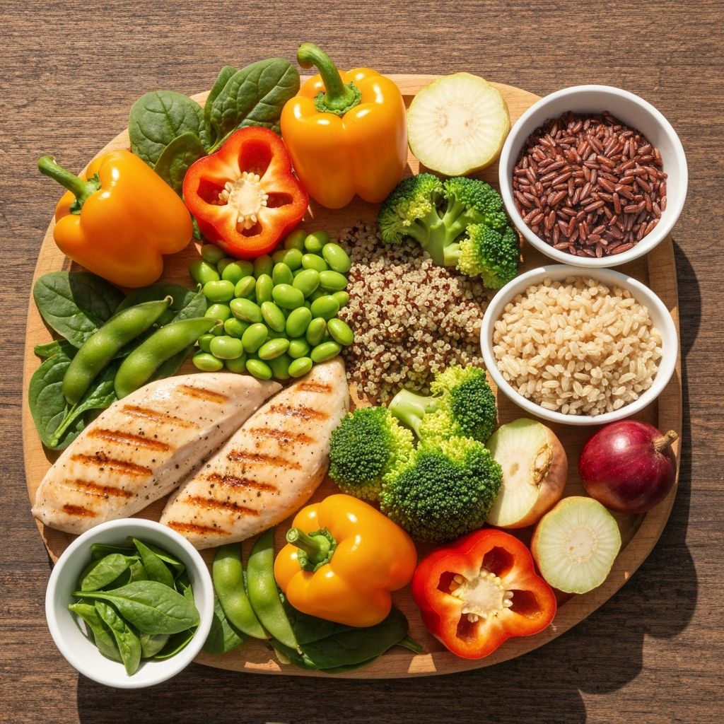 Male nutrition basics with balanced food composition